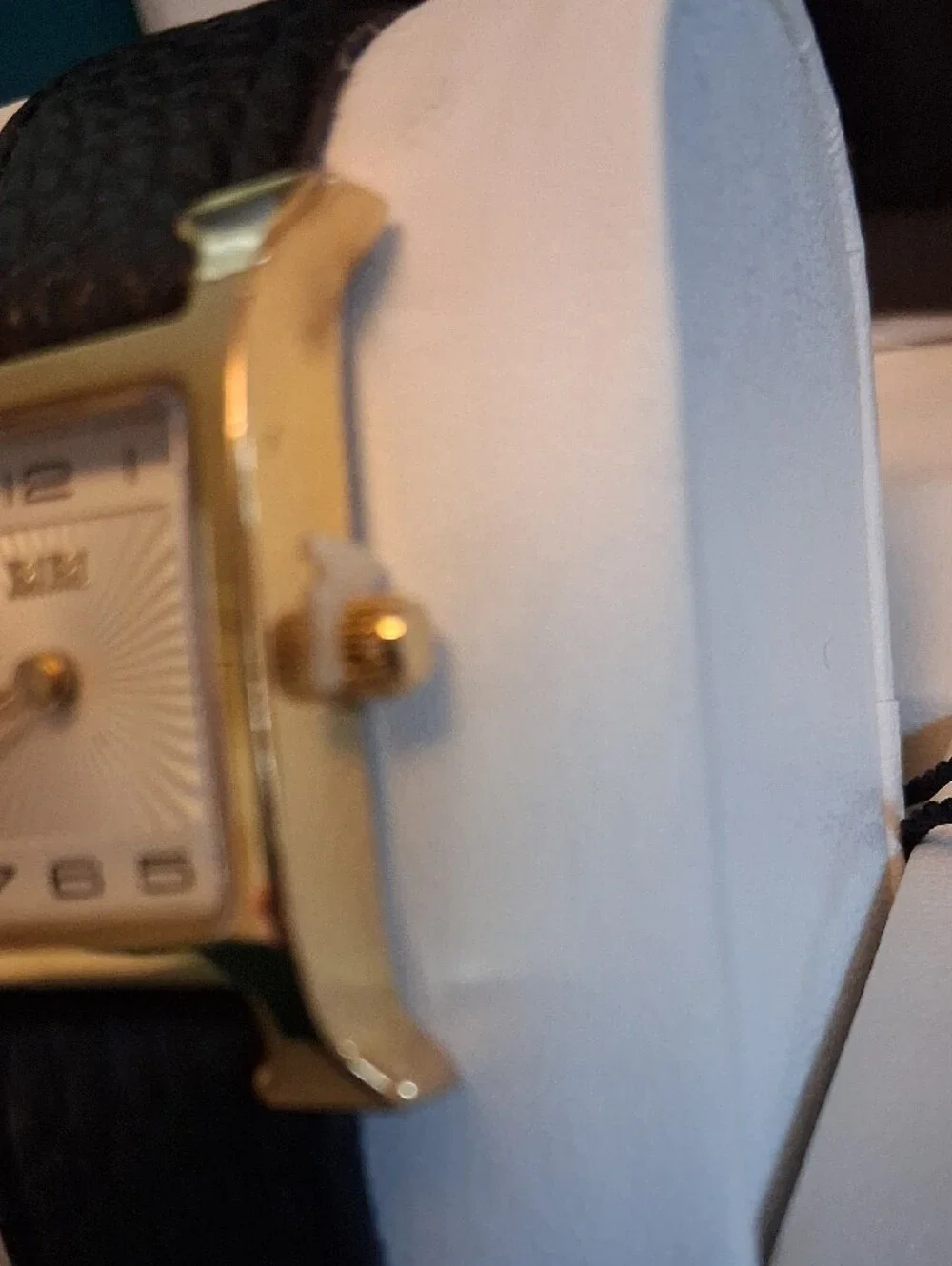 Bibi Luxury Square Gold Womens Watch Sunburst Face Brown Pebble Leather Strap